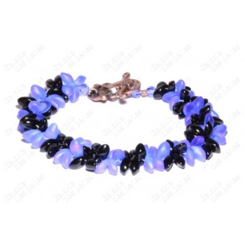 Bracelet fleur bleu & noir