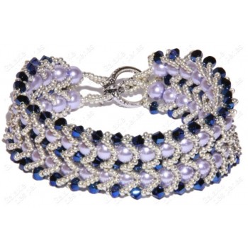 Bracelet chic double gris & bleu nuit