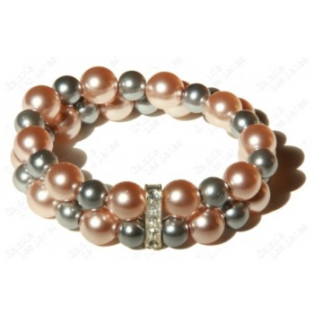 Bracelet perles cuivre et gris