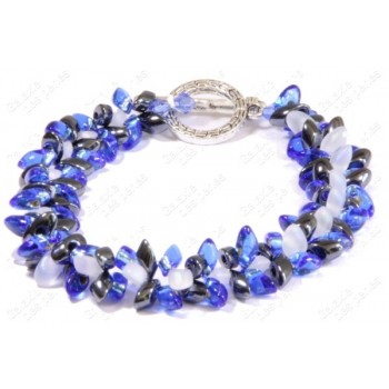 Bracelet bleu, anthracite & blanc